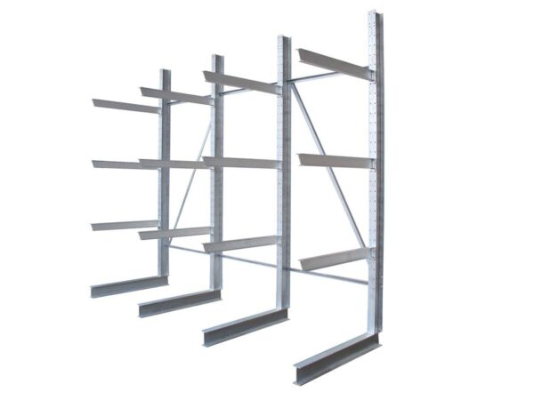 Kragarmregal, einseitig (feuerverzinkt) Höhe: 2,60 m ; Armtiefe 0,80 m